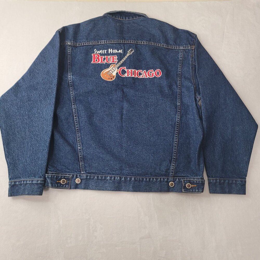 Haleman Sweet Home Blue Chicago Men's Denim Jacket Size M - Picture 2 of 11